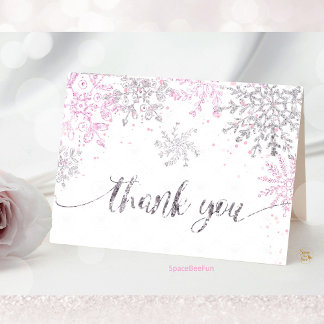 スノーフレーク冬の赤ちゃんシャワーガール サンキューカード
