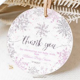 スノーフレーク冬の赤ちゃんシャワーガール フェイバータグ