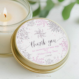 スノーフレーク冬の赤ちゃんシャワーガール ラウンドシール