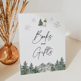 スノーフレーク冬の赤ちゃんシャワー本とギフトサイン 台座サイン