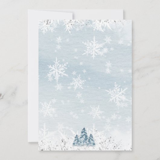 スノーフレーク冬の赤ちゃんシャワー男の子ベビー寒い 招待状 (裏面)