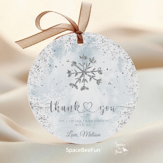 スノーフレーク冬の赤ちゃんシャワー フェイバータグ