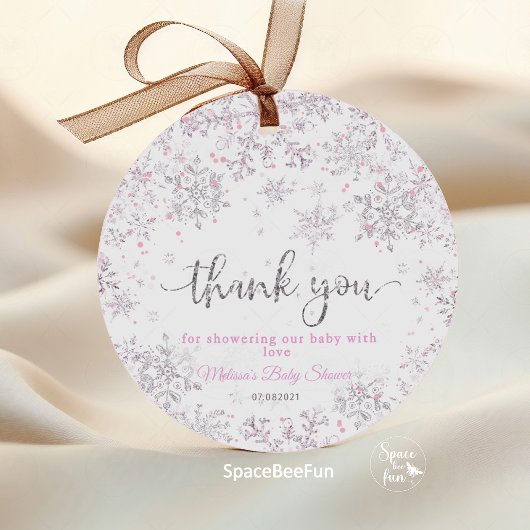 スノーフレーク冬の赤ちゃんシャワー フェイバータグ