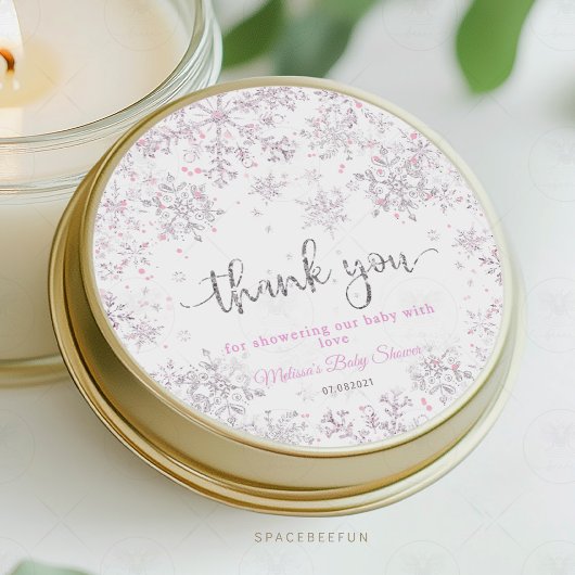 スノーフレーク冬の赤ちゃんシャワー ラウンドシール