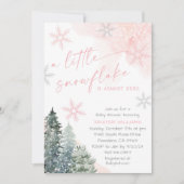 スノーフレーク冬の赤ちゃんシャワー 招待状 (正面)