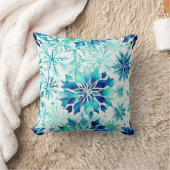 スノーフレーク冬の魔法水の色パターン クッション (ブランケット)