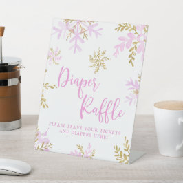 スノーフレーク冬シャワーおむつラッフル 台座サイン