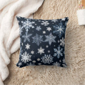 スノーフレーク冬デザインブルーコールドカワイト クッション (ブランケット)