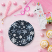 スノーフレーク冬デザインブルーコールドカワイト ペーパープレート (パーティー)