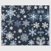 スノーフレーク冬デザインブルーコールドカワイト ラッピングペーパー (フラット)