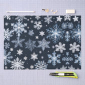 スノーフレーク冬デザインブルーコールドカワイト 薄葉紙 (クラフト)