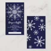 スノーフレーク冬ベビーシャワーおむつラッフルチケット エンクロージャーカード (正面/裏面)
