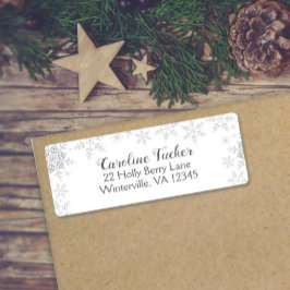 スノーフレーク冬ベビーシャワーシルバーグリッター ラベル