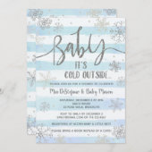 スノーフレーク冬ベビーシャワー招待状 招待状 (正面/裏面)