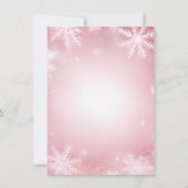 スノーフレーク冬ワンダーランドピンク赤ちゃんシャワー サンキューカード (裏面)