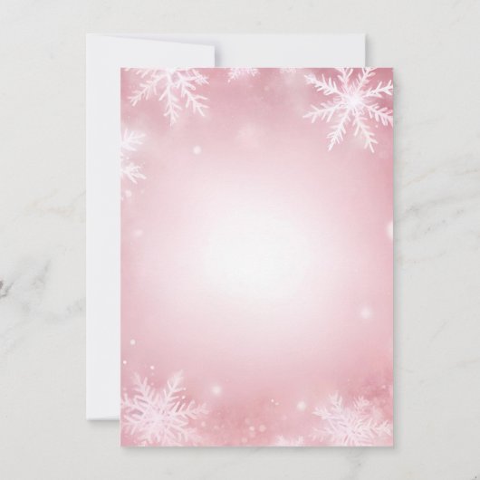 スノーフレーク冬ワンダーランドピンク赤ちゃんシャワー サンキューカード (裏面)
