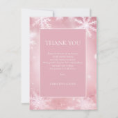 スノーフレーク冬ワンダーランドピンク赤ちゃんシャワー サンキューカード (正面)