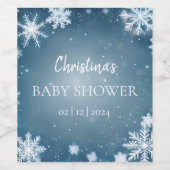 スノーフレーク冬ワンダーランド赤ちゃんシャワーブルー ワインラベル (シングルラベル)