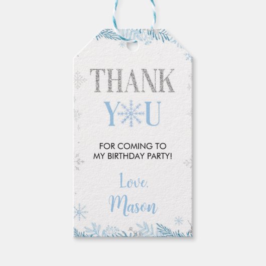 スノーフレーク冬誕生日サンキューギフトラベル ギフトタグ (正面)