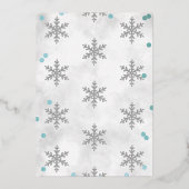 スノーフレーク冬1歳の誕生日実在 箔招待状 (裏面)