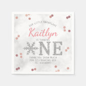 スノーフレーク冬1歳の誕生日 スタンダードカクテルナプキン (正面)