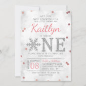 スノーフレーク冬1歳の誕生日 招待状 (正面)