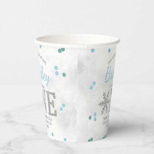 スノーフレーク冬1歳の誕生日 紙コップ (右)