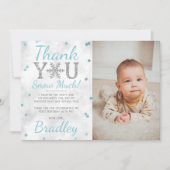 スノーフレーク冬1st誕生日の写真 サンキューカード (正面)