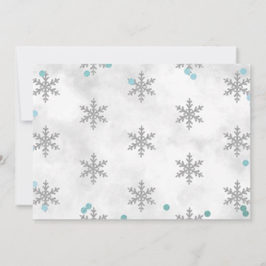 スノーフレーク冬1st誕生日の写真 サンキューカード (裏面)