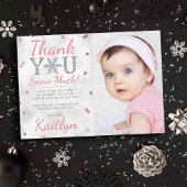 スノーフレーク冬1st誕生日の写真 サンキューカード