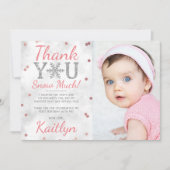 スノーフレーク冬1st誕生日の写真 サンキューカード (正面)