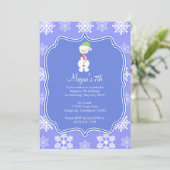 スノーフレーク凍っていウィンター雪だるま誕生日 招待状 (スタンド正面)