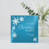 スノーフレーク凍っていブルークリスマスパーティの招待状 招待状 (スタンド正面)
