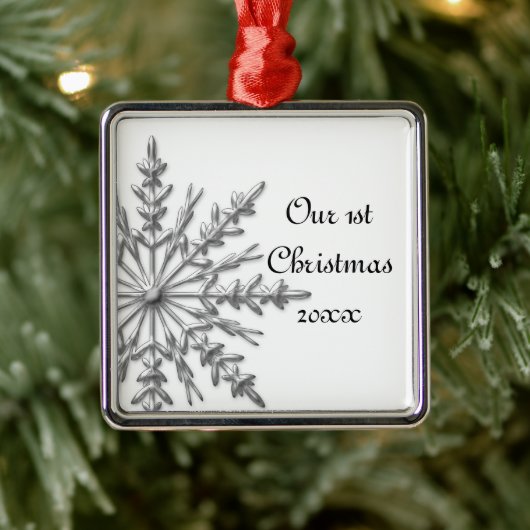 スノーフレーク初めてのクリスマスを一緒に メタルオーナメント (ツリー)