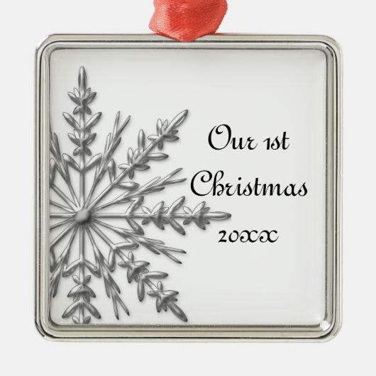 スノーフレーク初めてのクリスマスを一緒に メタルオーナメント (正面)