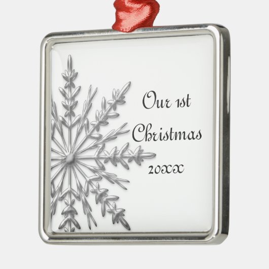 スノーフレーク初めてのクリスマスを一緒に メタルオーナメント (左)