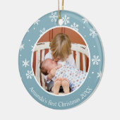 スノーフレーク初めてのクリスマス2フォトカスタムー セラミックオーナメント (左)
