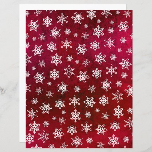 スノーフレーク動揺してスクラップブック紙 – 赤 (正面/裏面)