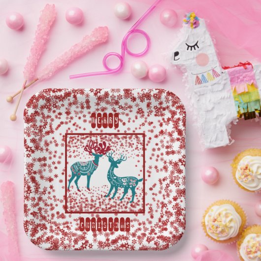 スノーフレーク北欧メリークリスマストナディースカンディア ペーパープレート (パーティー)