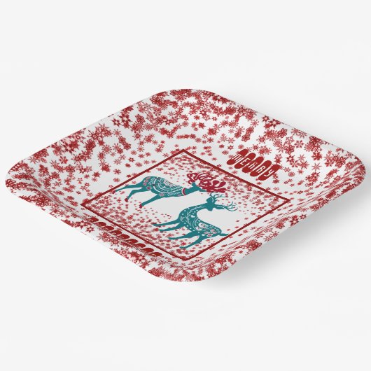 スノーフレーク北欧メリークリスマストナディースカンディア ペーパープレート (傾斜あり)