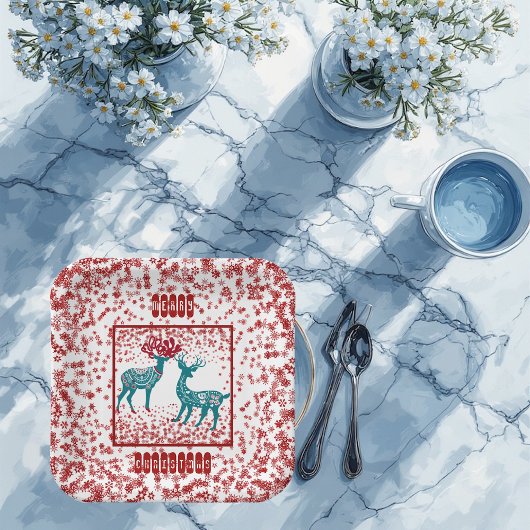 スノーフレーク北欧メリークリスマストナディースカンディア ペーパープレート