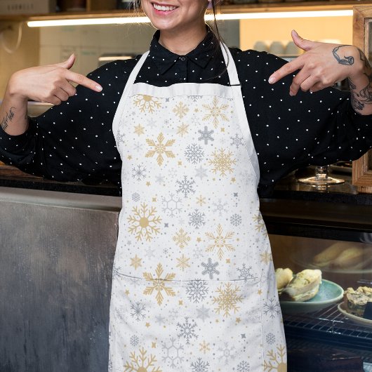 スノーフレーク及びサークルシームレスパターン エプロン