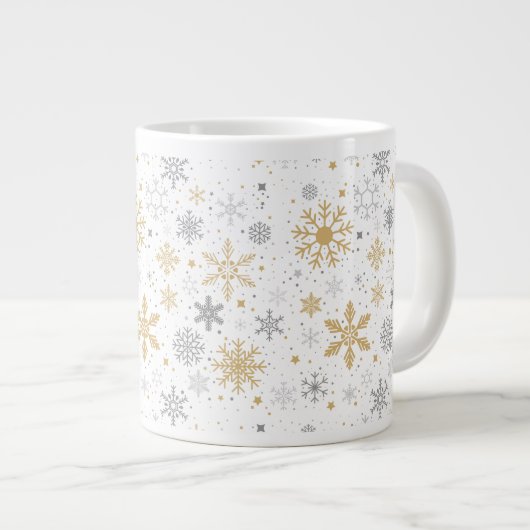 スノーフレーク及びサークルシームレスパターン ジャンボコーヒーマグカップ (正面右)
