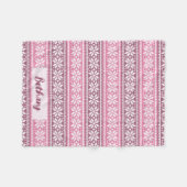 スノーフレーク名ピンクニットフェイクセーターのパターン フリースブランケット (正面(横))