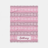 スノーフレーク名ピンクニットフェイクセーターのパターン フリースブランケット (正面)