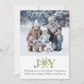 スノーフレーク喜びクリスマスフォトカードかわいい1枚 シーズンカード (正面)