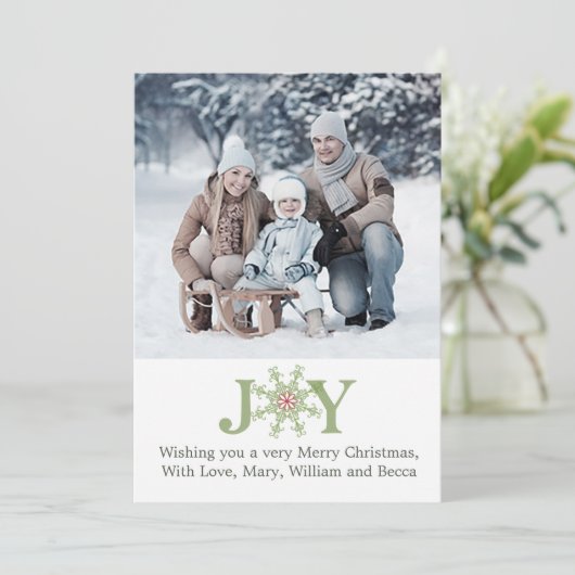 スノーフレーク喜びクリスマスフォトカードかわいい1枚 シーズンカード (スタンド正面)