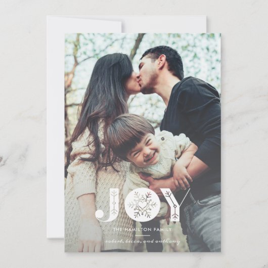 スノーフレーク喜びフルブリードクリスマスフォト シーズンカード (正面)