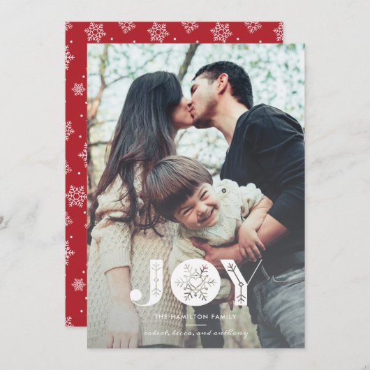 スノーフレーク喜びフルブリードクリスマスフォト シーズンカード (正面/裏面)