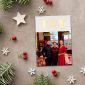 スノーフレーク喜び曲線文字写真メリークリスマス 箔シーズンカード